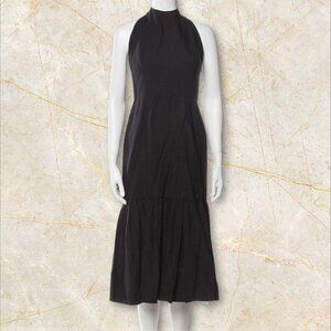 REBECCA VALLANCE Black Tiered Midi Dress Size Medium / US 6 / UK 10
